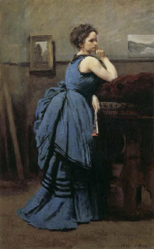 Jean-Baptiste Corot Blue skirt woman